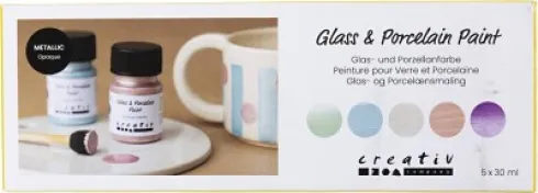 Glas- Og Porcelænsmaling - Metallic - Dækkende - Pastelfarver - 5X30 ML