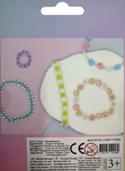 Glasperlemix 90G Blå/Grøn/Klar + Elastik, Ophæng - Pearl N Fun
