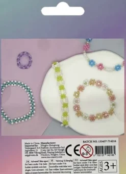 Glasperlemix 90G Multi + Elastik, Ophængsæske - Pearl N Fun