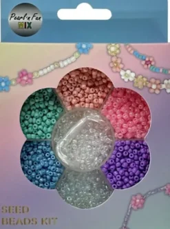 Glasperlemix 90G Multi + Elastik, Ophængsæske - Pearl N Fun