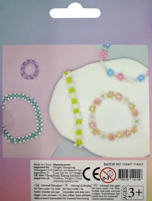Glasperlemix 90G Sort/Grå/Hvid+Elastik Ophængsæske - Pearl N Fun