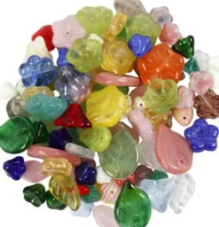 Glasperler - Blade - Blomster - Ø 6-17 MM - Hulstr. 0,5-1,5 MM - Assorterede Farver - 60 G