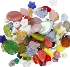 Glasperler - Blade - Blomster - Ø 6-17 MM - Hulstr. 0,5-1,5 MM - Assorterede Farver - 350 G