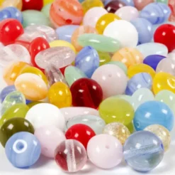 Glasperler - Rund - Oval - Rundflad - Ø 6-13 MM - Hulstr. 0,5-1,5 MM - Assorterede Farver - 60 G