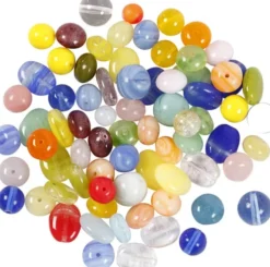 Glasperler - Rund - Oval - Rundflad - Ø 6-13 MM - Hulstr. 0,5-1,5 MM - Assorterede Farver - 350 G