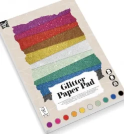 Glimmer Papir Blok - Forskellige Farver - A4 - 180 G - 10 Ark