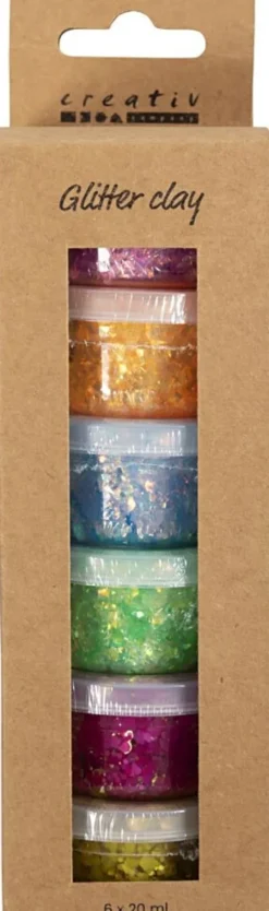 Glitter Clay - Assorterede Farver - 6X20 ML