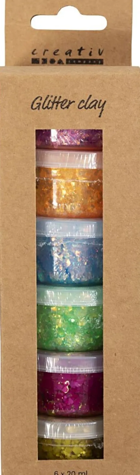 Glitter Clay - Assorterede Farver - 6X20 ML