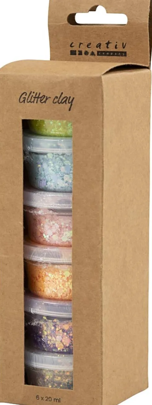 Glitter Clay - Pastelfarver - 6X20 ML