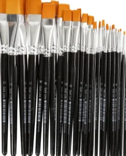Gold Line Pensler - Nr. 0+2+4+8+12+16+20 - L 17-21 CM - B 2-22 MM - Flad - 30 Stk