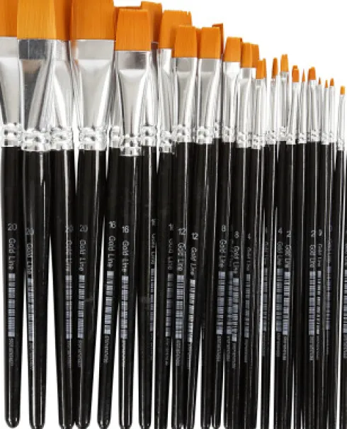 Gold Line Pensler - Nr. 0+2+4+8+12+16+20 - L 17-21 CM - B 2-22 MM - Flad - 30 Stk