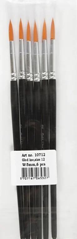 Gold Line Pensler - Nr. 12 - L 18,5 CM - B 5 MM - Rund - 6 Stk