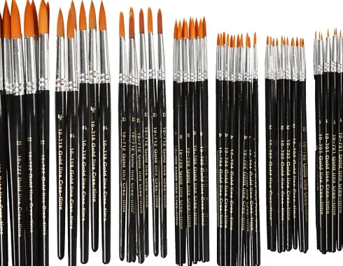 Gold Line Pensler - Nr. 1+2+4+8+12+18+22 - L 17-21 CM - B 1-7 MM - Rund - 7X12 Stk