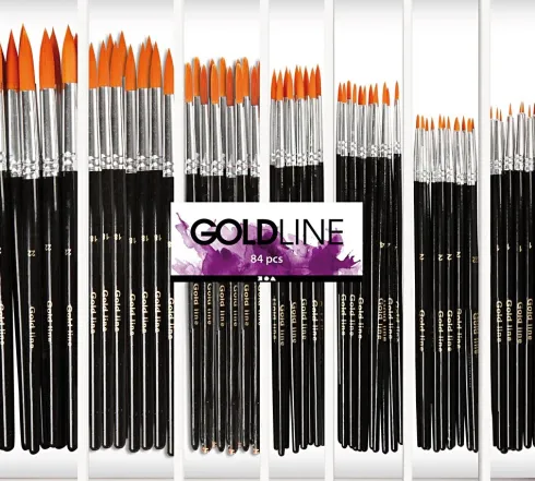 Gold Line Pensler - Nr. 1+2+4+8+12+18+22 - L 17-21 CM - B 1-7 MM - Rund - 7X12 Stk