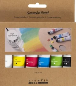 Gouache Maling - Standardfarver - 6X20 ML