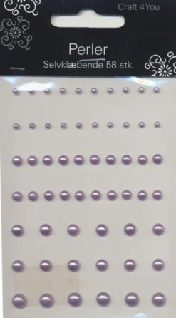 Halvperler - Selvklæbende - Lilla - 3-7 MM - 58 Stk