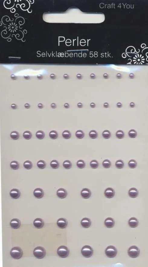 Halvperler - Selvklæbende - Lilla - 3-7 MM - 58 Stk