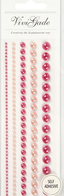 Halvperler - Selvklæbende - Pink - Str. 2-8 MM - 140 Stk
