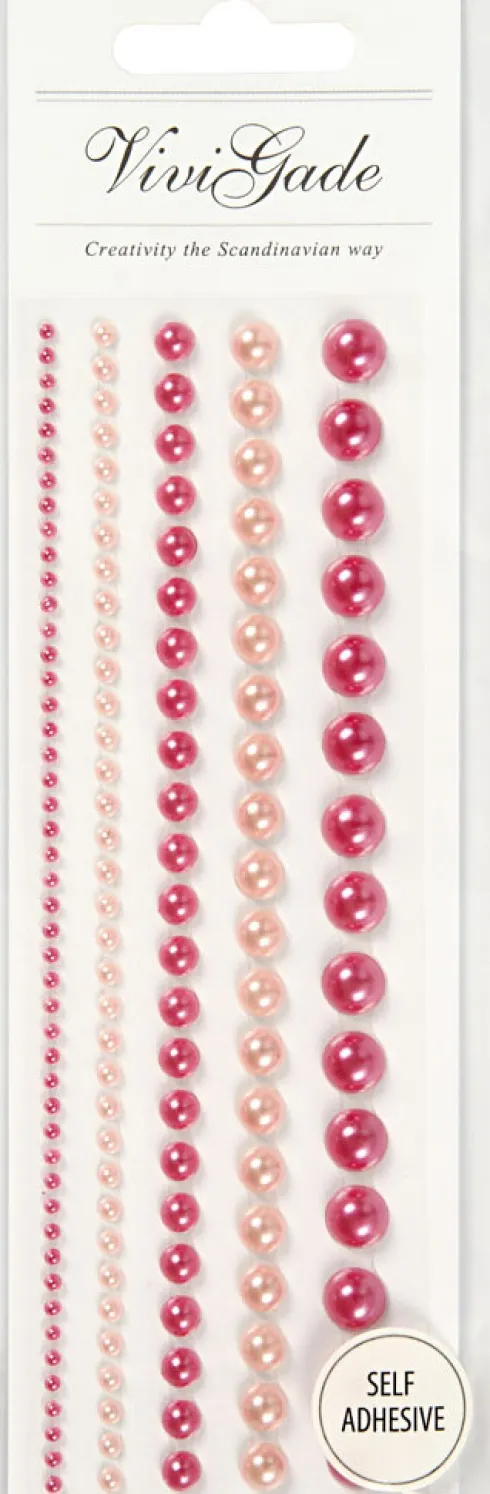 Halvperler - Selvklæbende - Pink - Str. 2-8 MM - 140 Stk