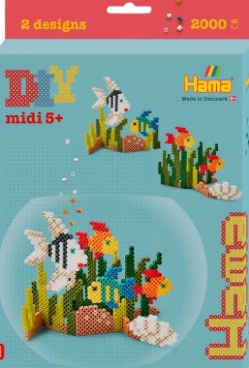 Hama 3456 - Akvarium - 2.000 DIY Midi Perler + Plade + Papir