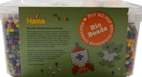 Hama Bio Midi Perlesæt - 15.000 Perler Og 1 Stjerne Plade I Bøtte - 1900