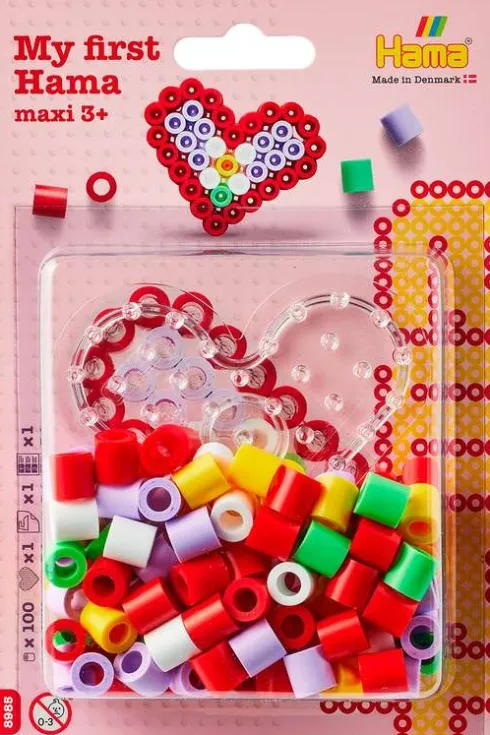 Hama 8985 - Hjerte - 100 Maxi Perler Og Plade - My First Hama