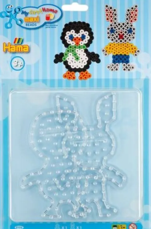 Hama Maxi Perleplader - Pingvin Og Kanin - Transparent - 8106