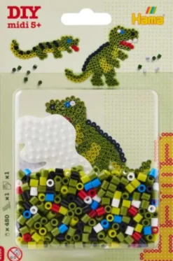 Hama Midi Perler - DIY Lille Dinosaur Perleplade Og 450 Perler - 4193