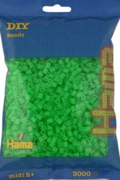 Hama Midi Perler - Neon Grøn - 3.000 Stk. - 201-37