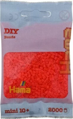 Hama Mini Perler - Neon Rød - 2.000 Stk. - 501-35