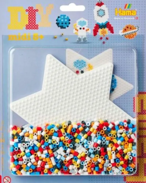 Hama 4219 - Space - Stor Stjerne - 1.100 DIY Midi Perler Og Plade