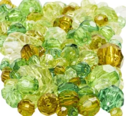Harmoni Facetperlemix - Str. 4-12 MM - Hulstr. 1-2,5 MM - Grøn Glitter - 250 G
