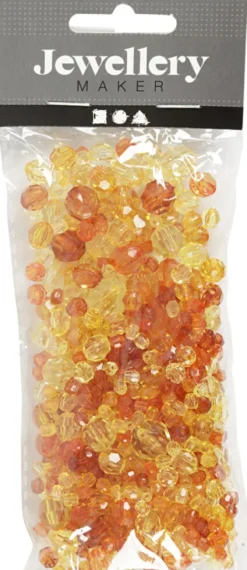 Harmoni Facetperlemix - Str. 4-12 MM - Hulstr. 1-2,5 MM - Gul - 45 G