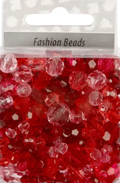 Harmoni Facetperlemix - Str. 4-12 MM - Hulstr. 1-2,5 MM - Rød Harmoni - 45 G