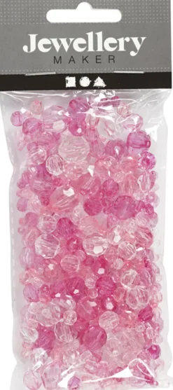 Harmoni Facetperlemix - Str. 4-12 MM - Hulstr. 1-2,5 MM - Pink - 45 G