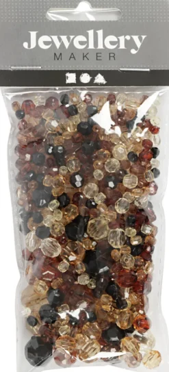 Harmoni Facetperlemix - Str. 4-12 MM - Hulstr. 1-2,5 MM - Gylden - 50 G