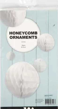 Harmonikakugler - Ø 8 CM - Hvid - 10 Stk
