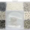 Heishi Fimo Perlemix M/Elastiksnor Sort/Grå/Hvid - Pearl N Fun