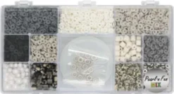 Heishi Fimo Perlemix M/Elastiksnor Sort/Grå/Hvid - Pearl N Fun