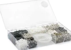 Heishi Fimo Perlemix M/Elastiksnor Sort/Grå/Hvid - Pearl N Fun