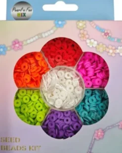 Heishi Perlemix 40G Multi + Elastik, Ophængsæske - Pearl N Fun