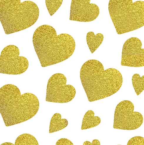 Hjerte Klistermærker - Glimmer - Guld - 2 Ark