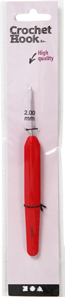 Hæklenål - Nr. 2 - L 13,3 CM - Rød