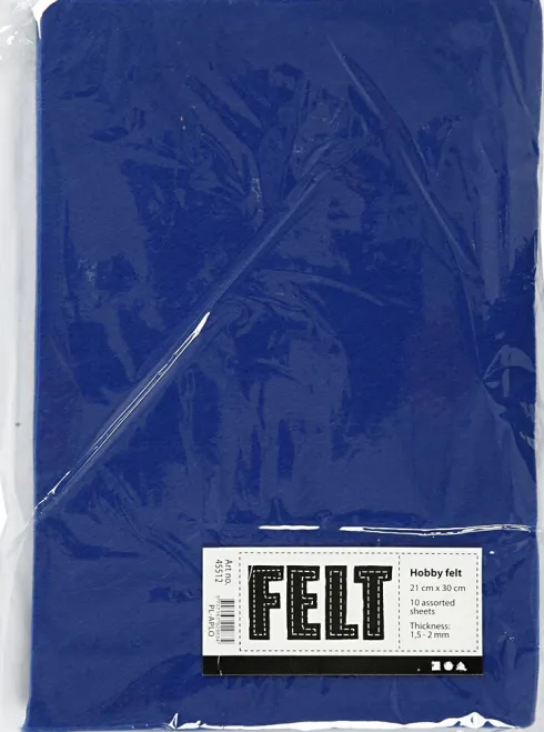 Hobbyfilt - A4 - 210X297 MM - 1,5-2 MM - Blå - 10 Ark