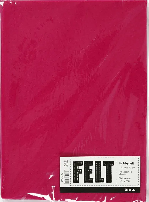Hobbyfilt - A4 - 210X297 MM - 1,5-2 MM - Cerise - 10 Ark