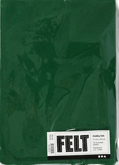 Hobbyfilt - A4 - 210X297 MM - 1,5-2 MM - Grøn - 10 Ark