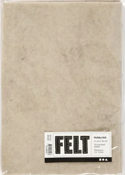 Hobbyfilt - A4 - 210X297 MM - 1,5-2 MM - Meleret - Råhvid - 10 Ark