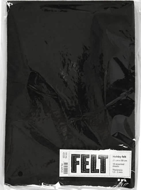 Hobbyfilt - A4 - 210X297 MM - 1,5-2 MM - Sort - 10 Ark