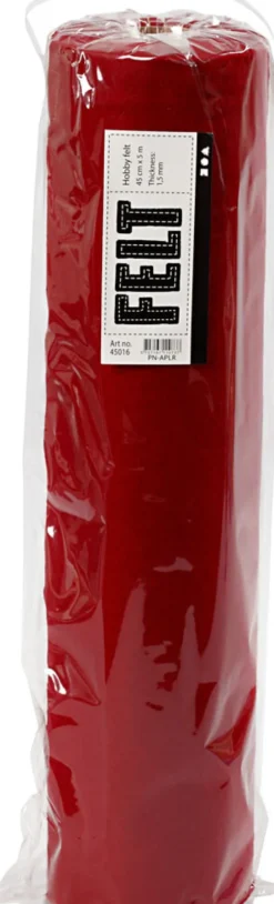 Hobbyfilt Rulle - B 45 CM - 1,5 MM - 180-200 G - Gammel Rød - 5 M