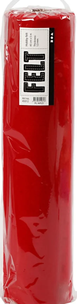 Hobbyfilt Rulle - B 45 CM - 1,5 MM - 180-200 G - Rød - 5 M